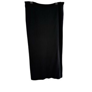 Talbots Black Sweater Midi Skirt Straight Wool Size L Petite Pull On Stretch